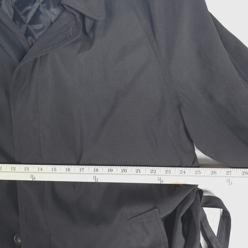 Ralph Lauren Men's Black Quilted Lined Rain Trench Coat Size 42R Belted - Picture 10 of 15